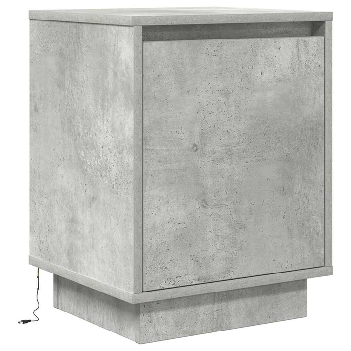 Sengeskab med LED-lys Betongrå 38x34x50 cm