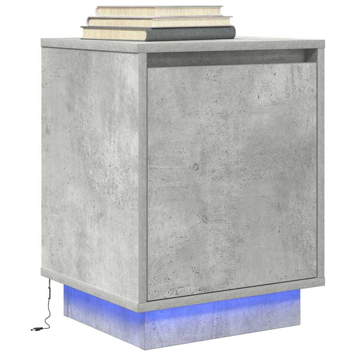 sengeborde 2 stk. med LED-lys 38x34x50 cm betongrå