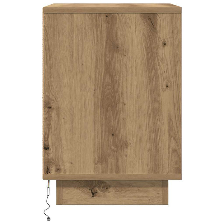 Sengeskab med LED-lys Håndværks eg 38x34x50 cm