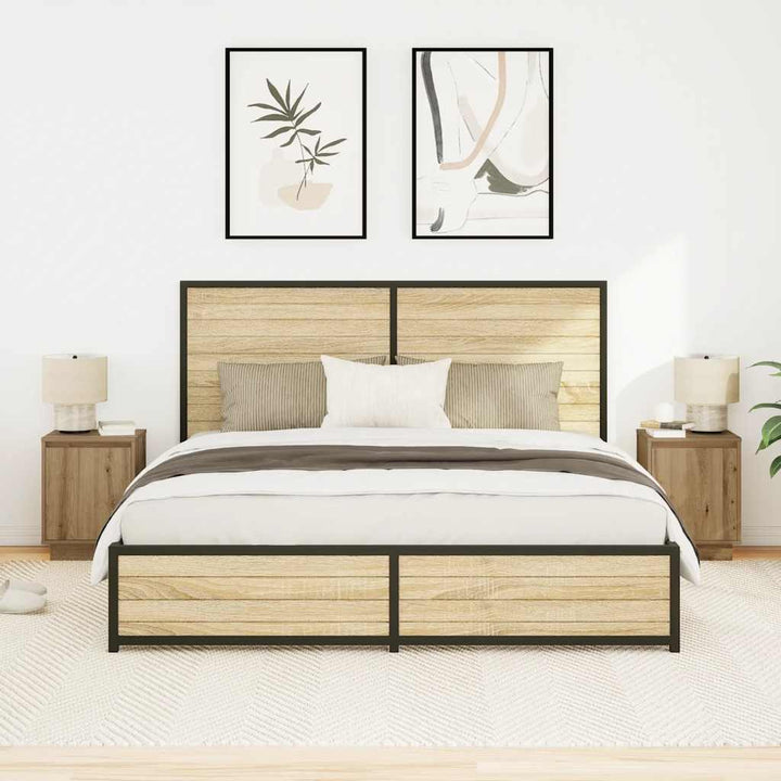 sengeskabe 2 stk. med LED-lys 38x34x50 cm kunsteg