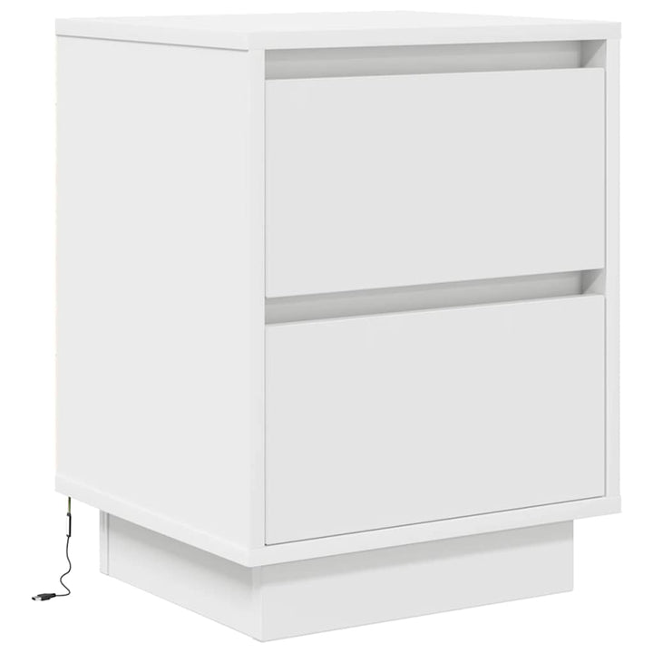 Sengeskab med LED-lys Hvid 38x34x50 cm
