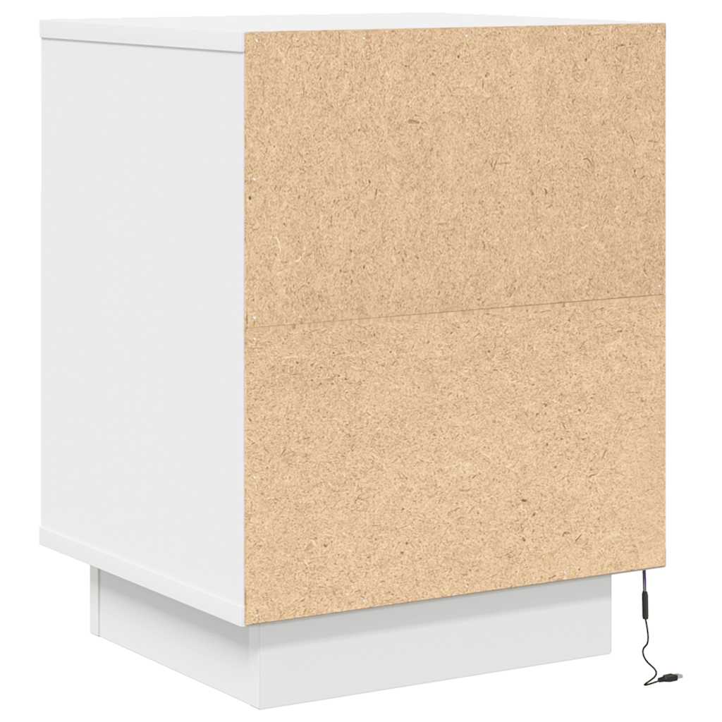 Sengeskab med LED-lys Hvid 38x34x50 cm