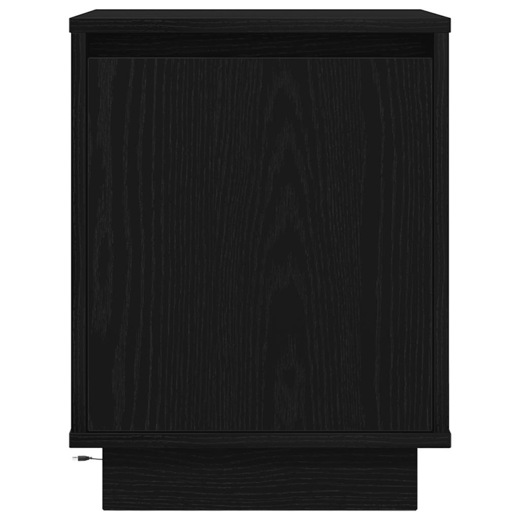 Sengeskab med LED-lys Sort 38x34x50 cm
