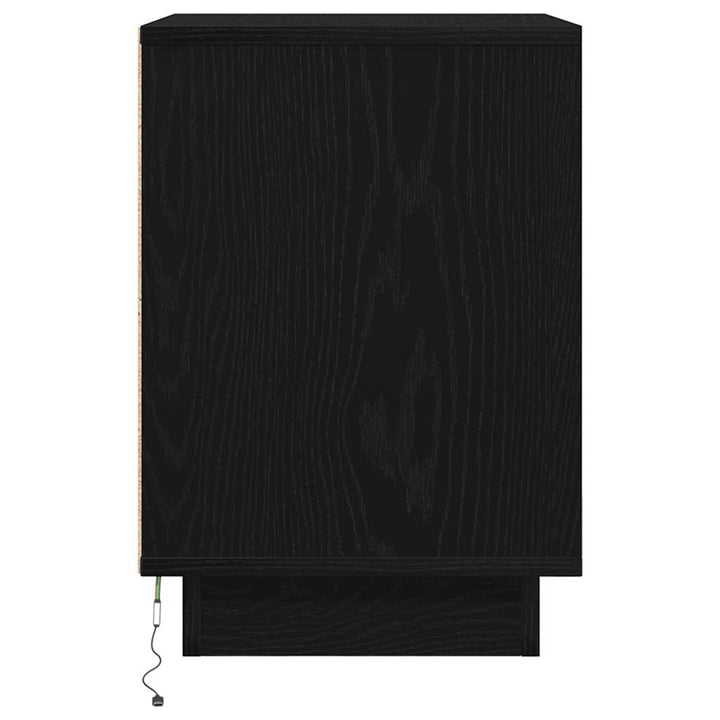 Sengeskab med LED-lys Sort 38x34x50 cm
