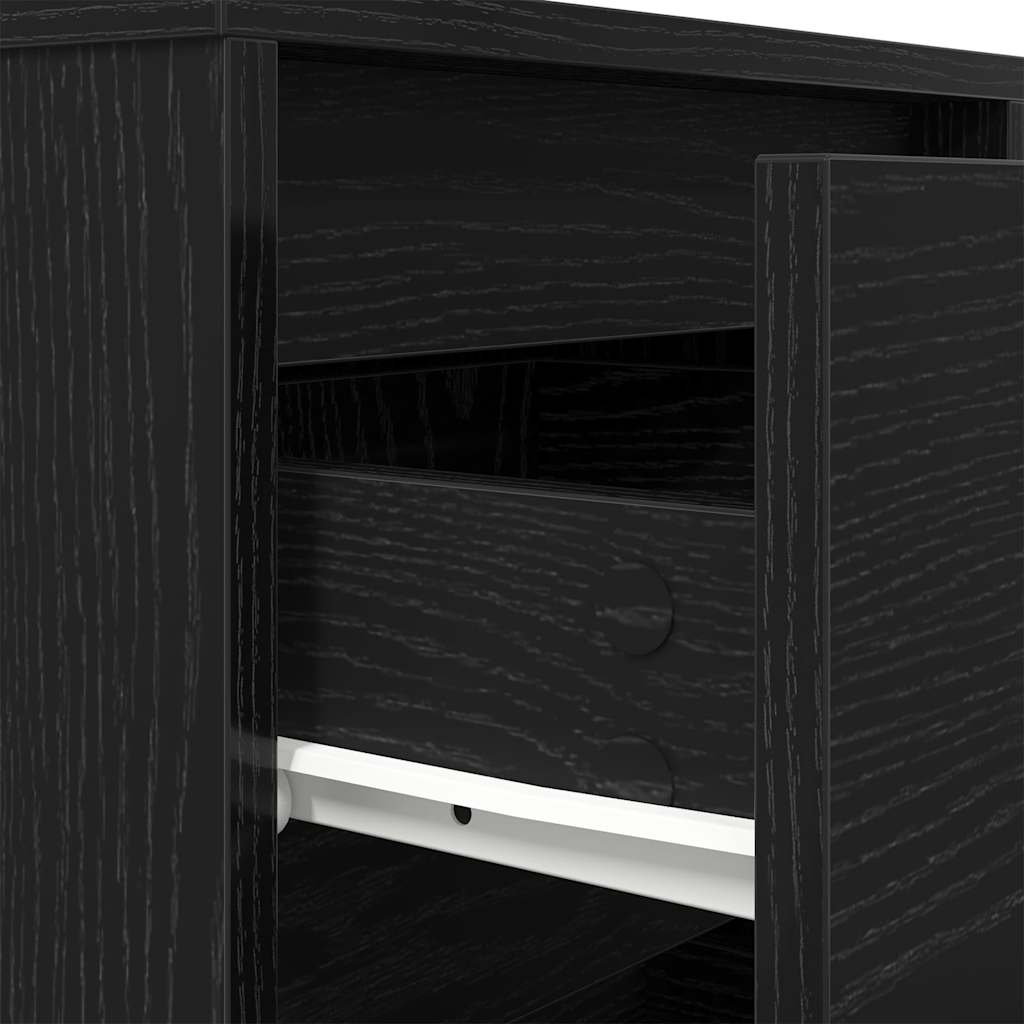 Sengeskab med LED-lys Sort 38x34x50 cm