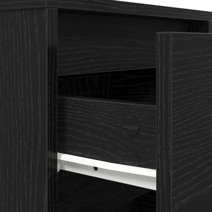 Sengeskab med LED-lys Sort 38x34x50 cm
