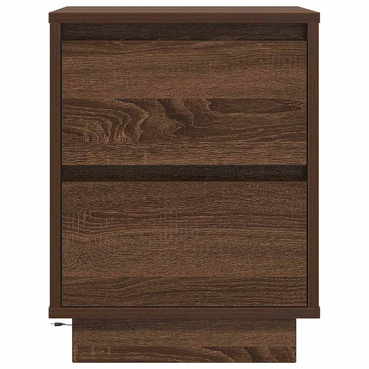 Sengeskab med LED-lys Brun Eg 38x34x50 cm