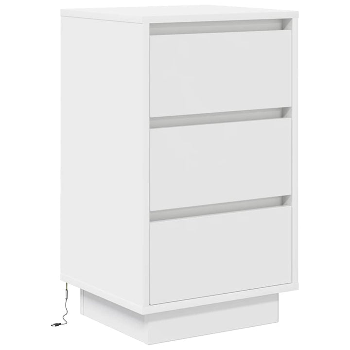 sengeskab med LED-lys 38x34x65 cm hvid