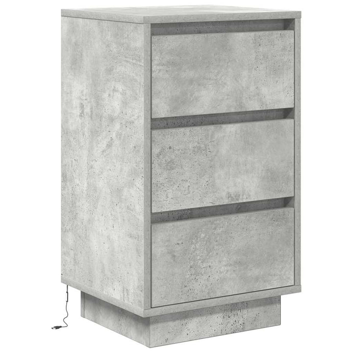 sengeborde med LED-lys 38x34x65 cm betongrå