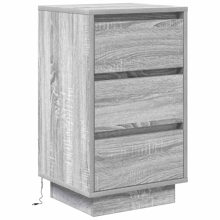 sengeborde med LED-lys 38x34x65 cm grå sonoma-eg