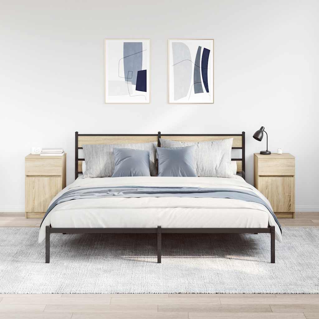 sengeborde 2 stk. 39x35x65 cm konstrueret træ sonoma-eg