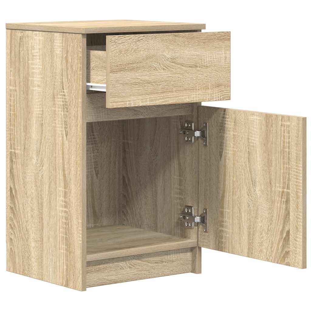 sengeborde 2 stk. 39x35x65 cm konstrueret træ sonoma-eg