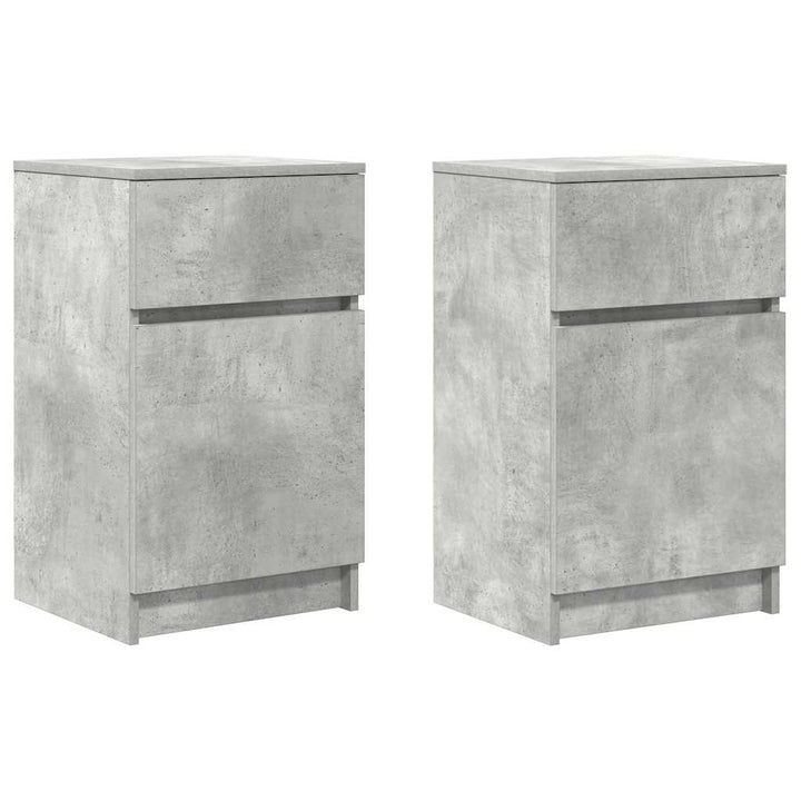 sengeborde 2 stk. 39x35x65 cm konstrueret træ betongrå