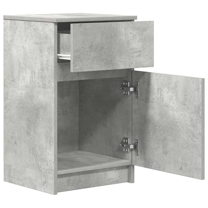 sengeborde 2 stk. 39x35x65 cm konstrueret træ betongrå