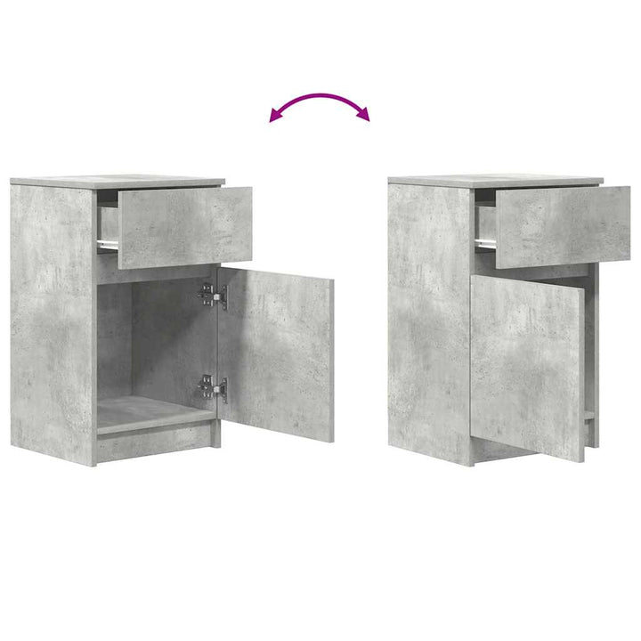 sengeborde 2 stk. 39x35x65 cm konstrueret træ betongrå