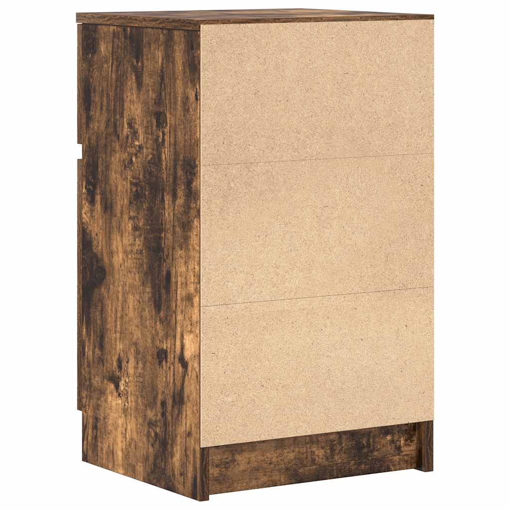 sengeborde 2 stk. 39x35x65 cm konstrueret træ røget egetræ