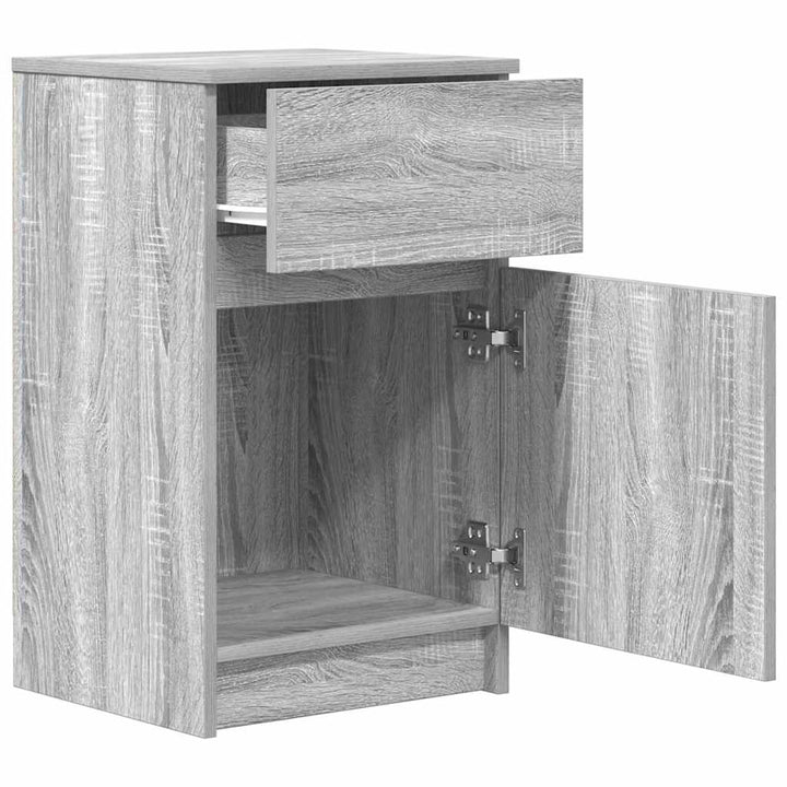sengeborde 2 stk. 39x35x65 cm konstrueret træ grå sonoma-eg