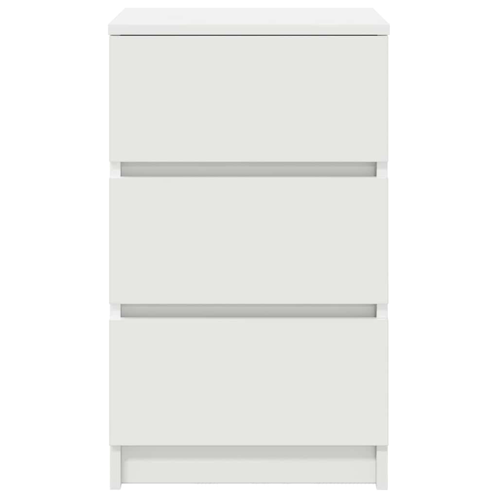 sengebord med 3 skuffer 39x35x65 cm hvid