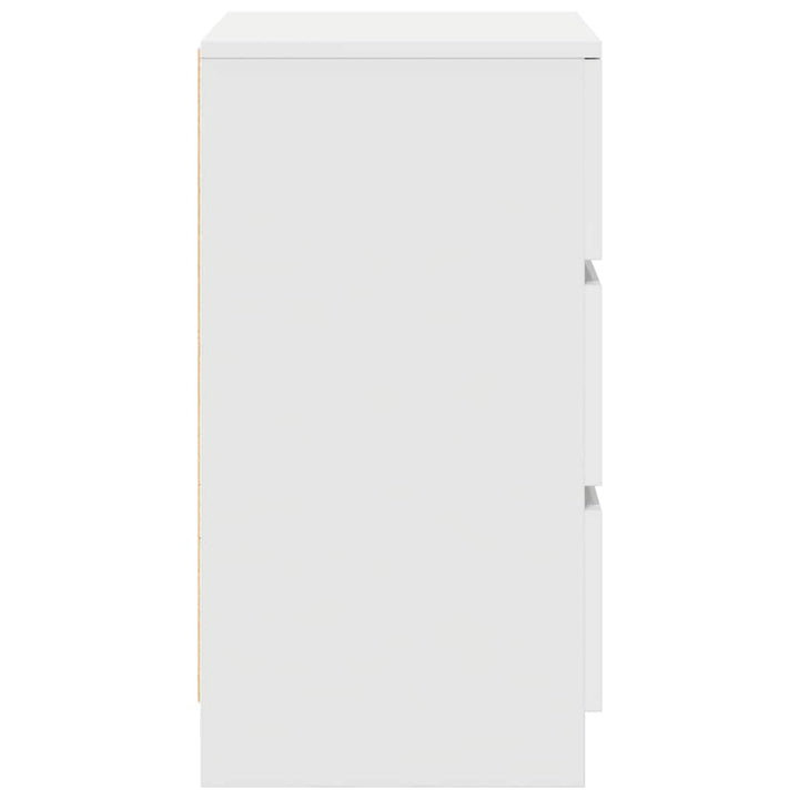 sengebord med 3 skuffer 39x35x65 cm hvid