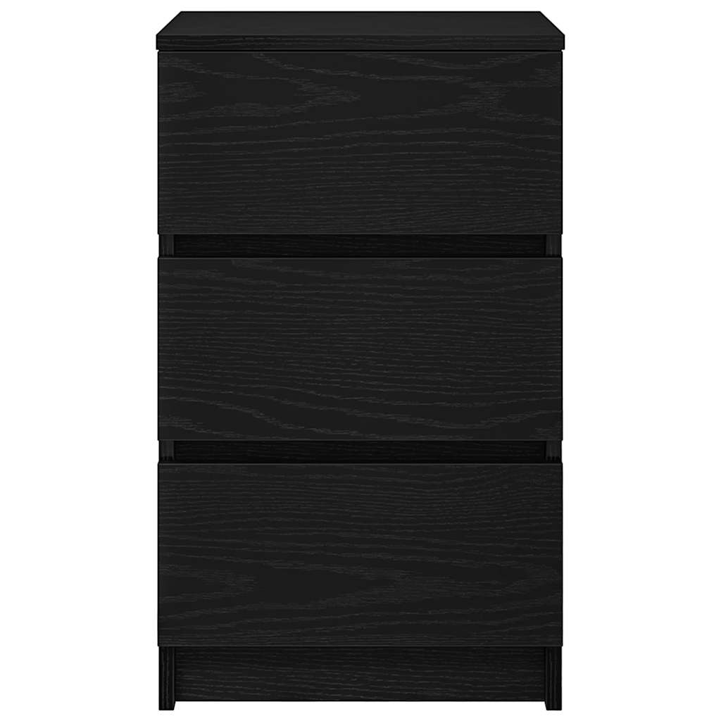 sengebord med 3 skuffer 39x35x65 cm sort
