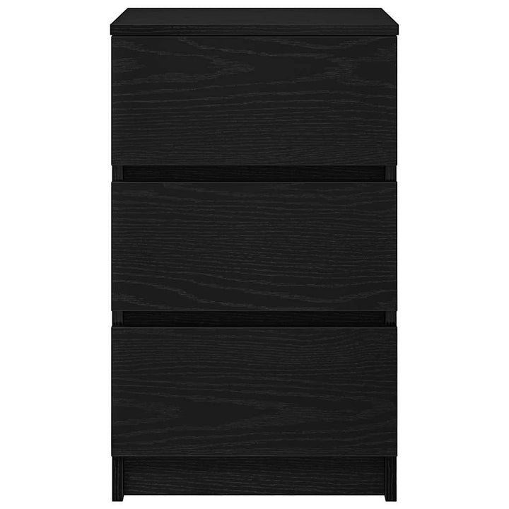 sengebord med 3 skuffer 39x35x65 cm sort