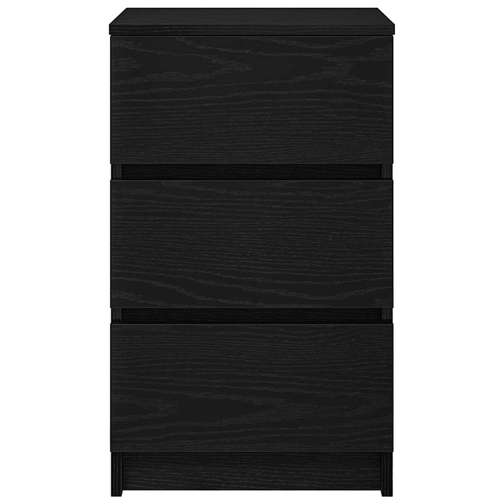 sengebord med 3 skuffer 39x35x65 cm sort