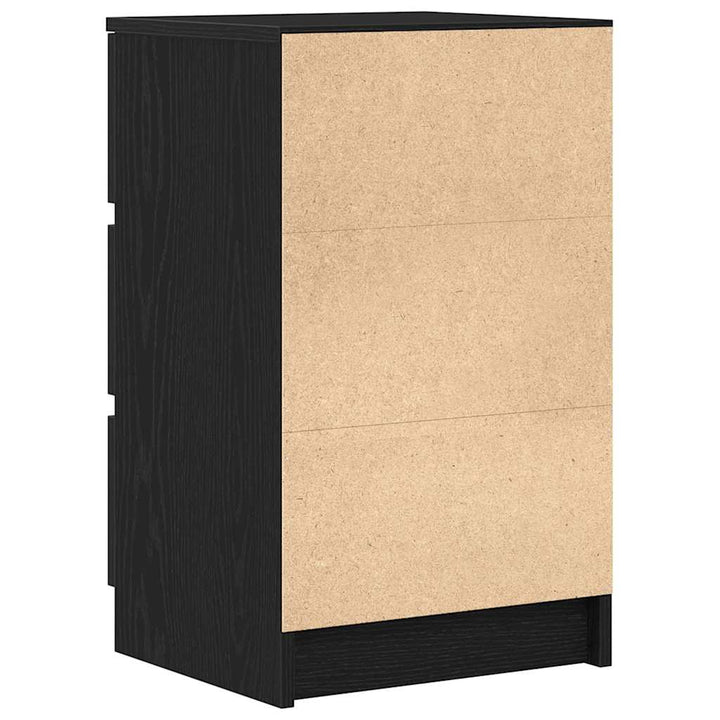 sengebord med 3 skuffer 39x35x65 cm sort