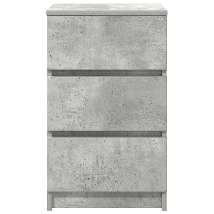 sengebord med 3 skuffer 39x35x65 cm betongrå