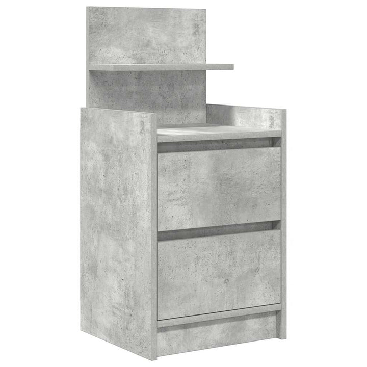 sengebord med 2 skuffer 38x34x80 cm betongrå