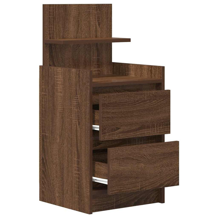 sengebord med 2 skuffer 38x34x80 cm brun egetræsfarve