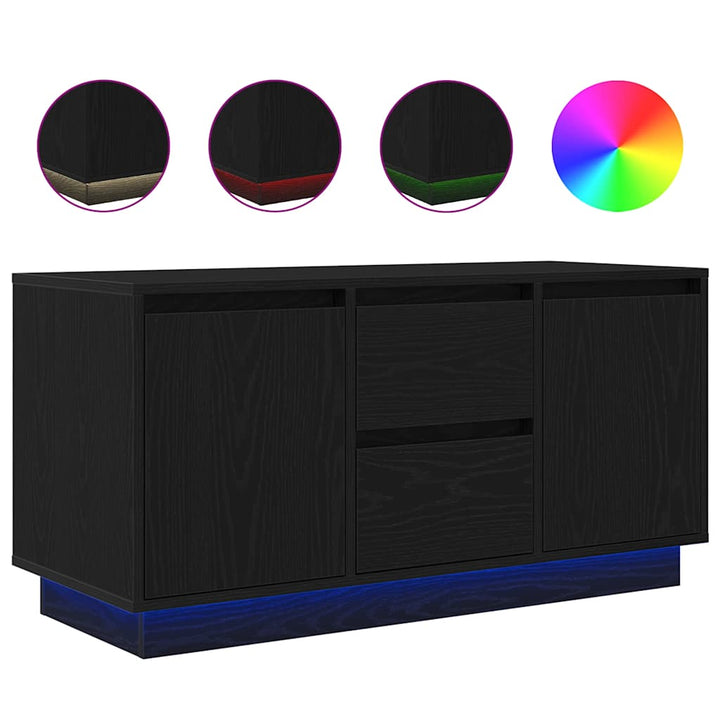 tv-skab med LED-lys 100x41x50 cm sort-eg