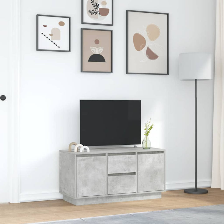 sengebord med LED-lys 100x41x50 cm betongrå