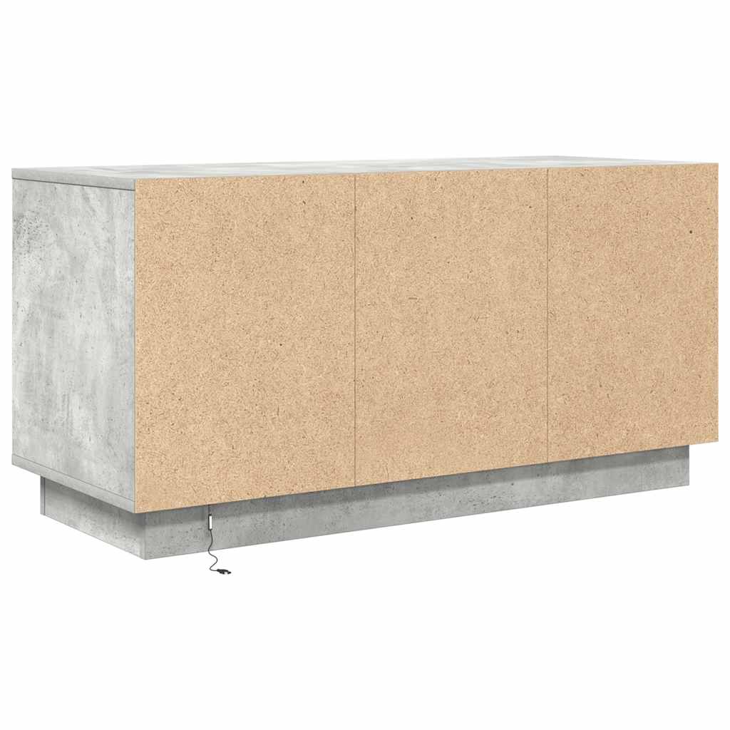 sengebord med LED-lys 100x41x50 cm betongrå