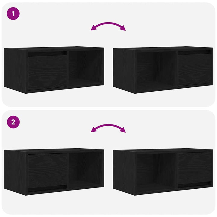 tv-bord 60x31x25,5 cm konstrueret træ sort egetræsfarve