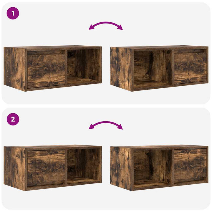 tv-skabe 2 stk. 60x31x25,5 cm konstrueret træ røget egetræ