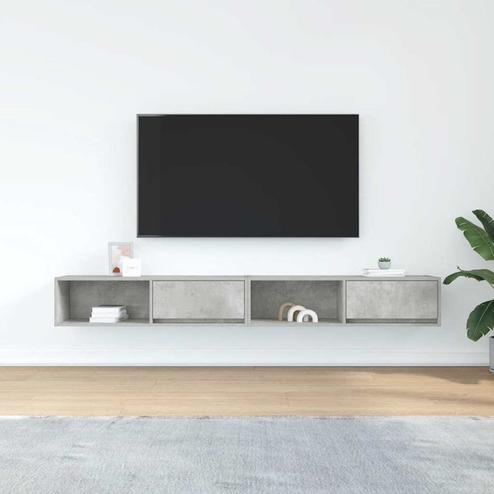 tv-borde 2 stk. 100x31x25,5 cm konstrueret træ betongrå