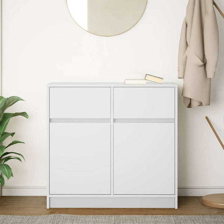 kommode med skuffe 80x34x76 cm konstrueret træ hvid