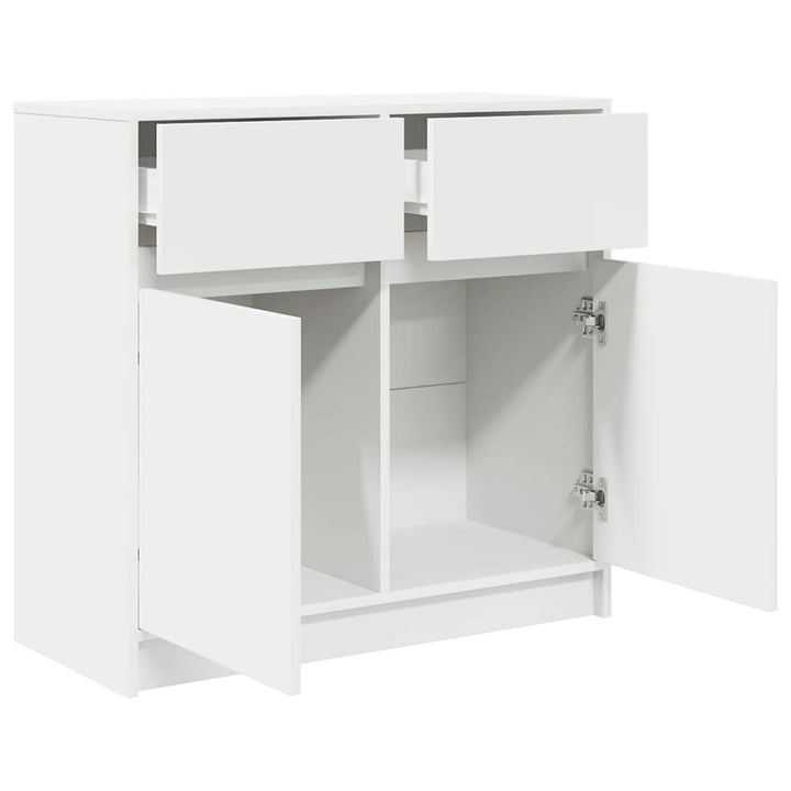 kommode med skuffe 80x34x76 cm konstrueret træ hvid