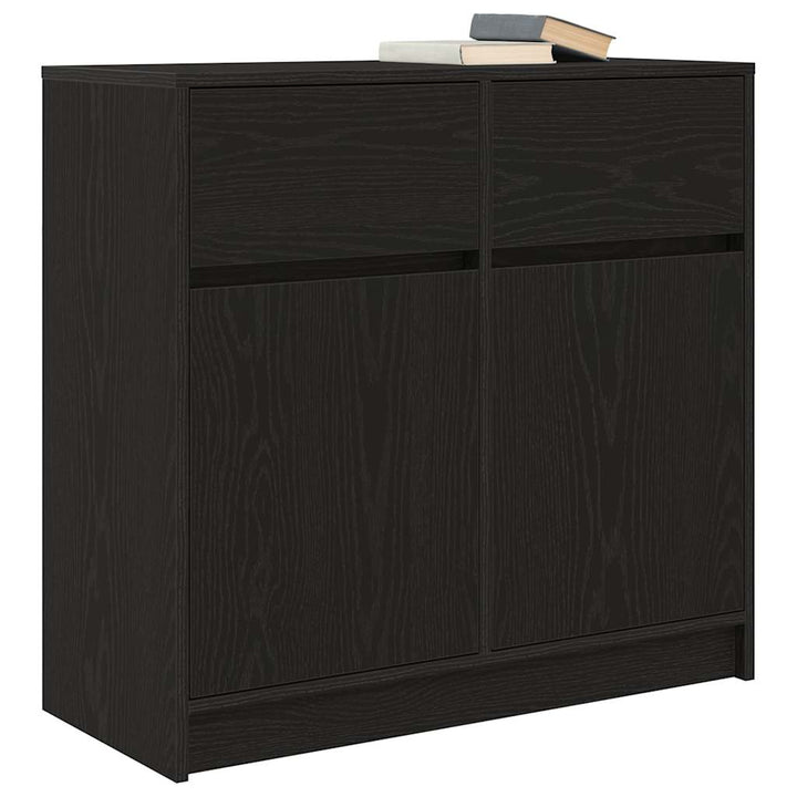 skænk med skuffe 80x34x76 cm konstrueret træ sort egetræ