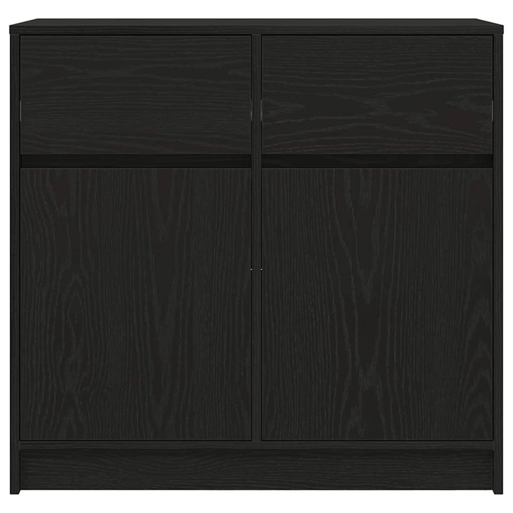 skænk med skuffe 80x34x76 cm konstrueret træ sort egetræ