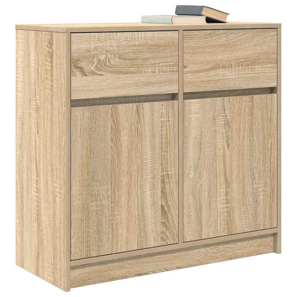 skænk med skuffe 80x34x76 cm konstrueret træ sonoma-eg