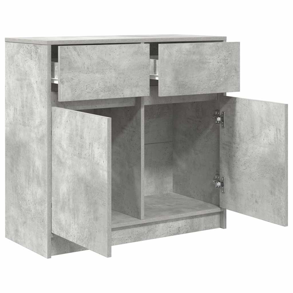skænk med skuffe 80x34x76 cm konstrueret træ betongrå