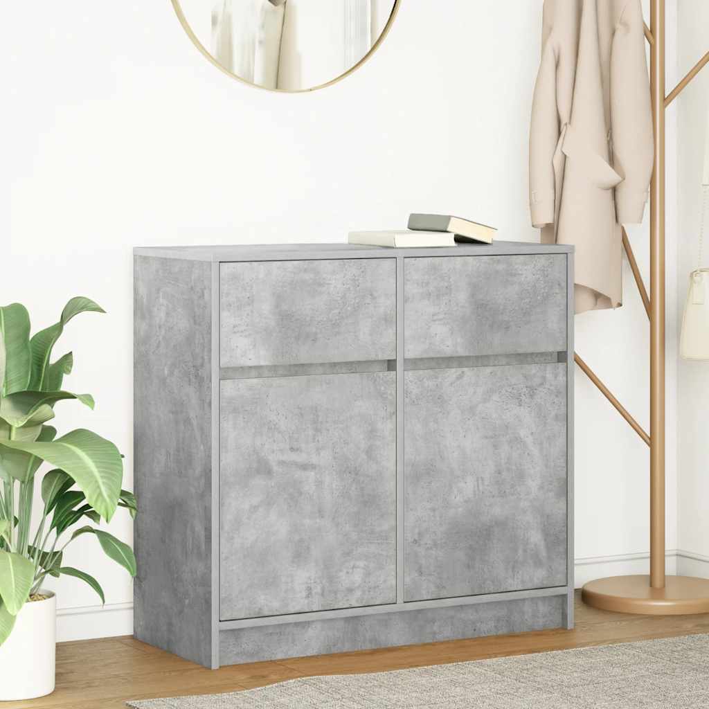skænk med skuffe 80x34x76 cm konstrueret træ betongrå