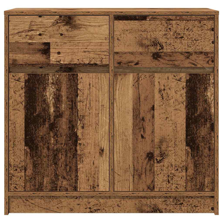 skænk med skuffe 80x34x76 cm konstrueret træ antikt træ