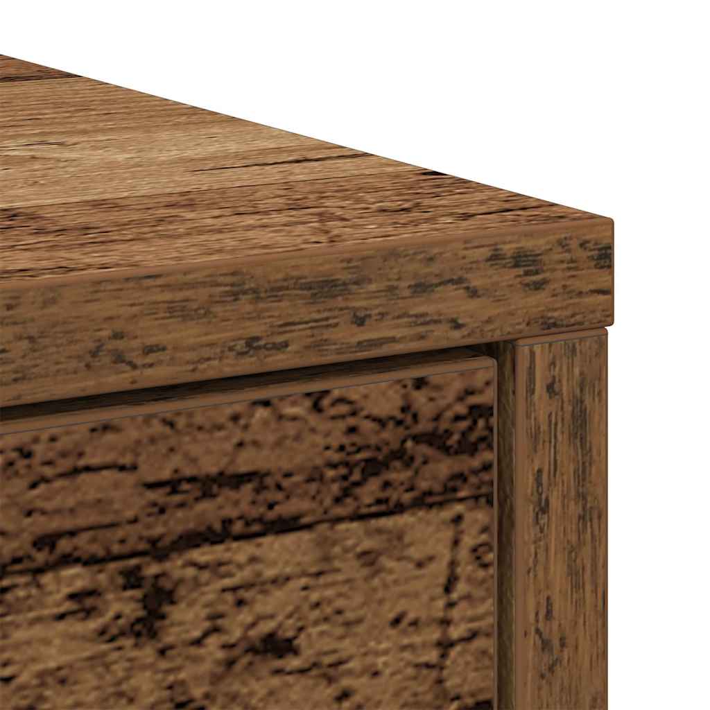 skænk med skuffe 80x34x76 cm konstrueret træ antikt træ