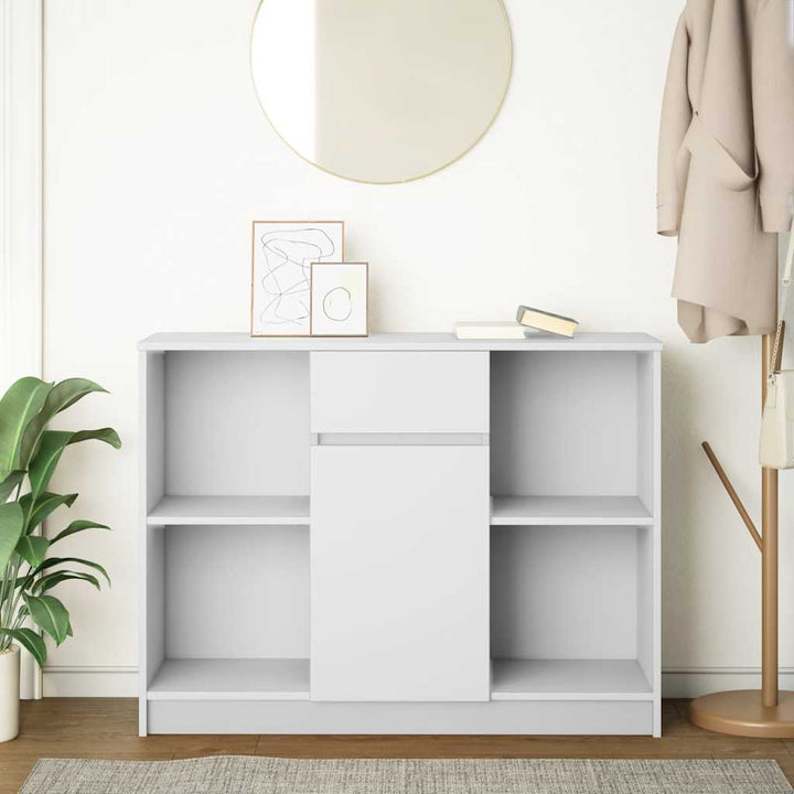 skænk med skuffe 101x35x76 cm konstrueret træ hvid