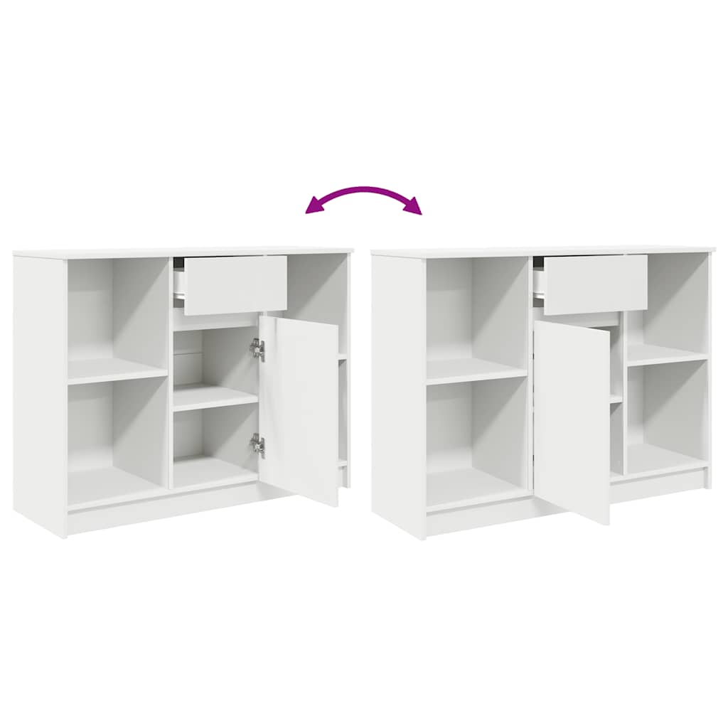 skænk med skuffe 101x35x76 cm konstrueret træ hvid