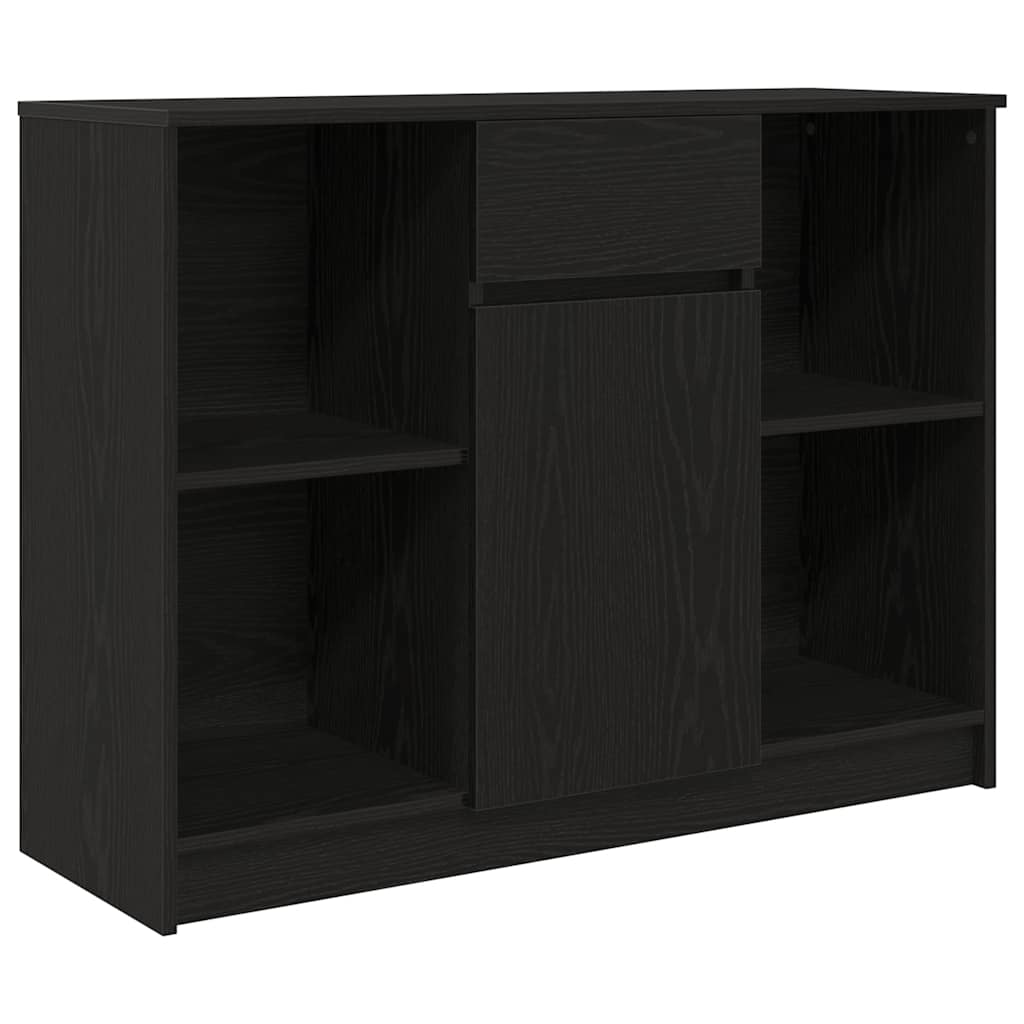 skænk med skuffe 101x35x76 cm konstrueret træ sort egetræ