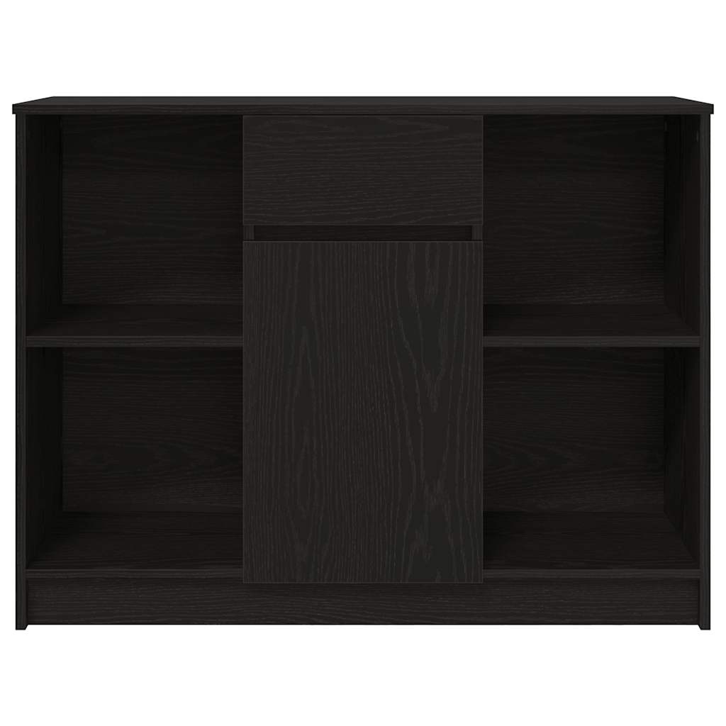 skænk med skuffe 101x35x76 cm konstrueret træ sort egetræ