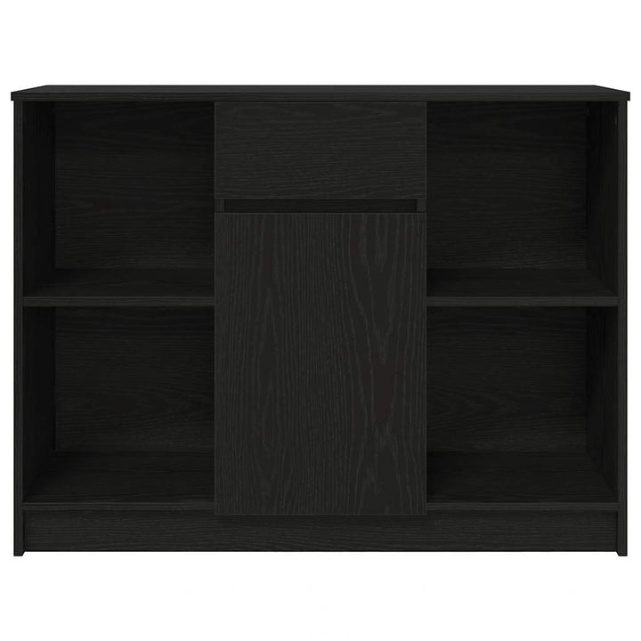 skænk med skuffe 101x35x76 cm konstrueret træ sort egetræ